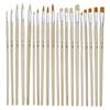 20 Brushes - Flat - Round - Acrylic and Oil - Long Handle - Natural and Synthetic Fibers - Pébéo
