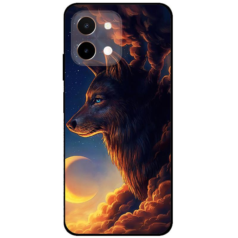 Чехол для Vivo Y28 4G 6.68'' Черный ТПУ Силикон Мультяшная Защитная Крышка для VivoY28 Y 28 4G Ударопрочный Capa Волк Животные Мягкий Чехол