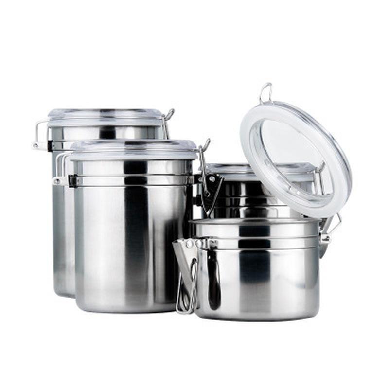 1PCS Storage Bottles Stainless Steel Sealed Canister Coffee Flour Sugar Container Holder Can Home St