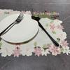 Polyester Floral Embroidery Table Mat - Western Style, Insulated & Hollow Design