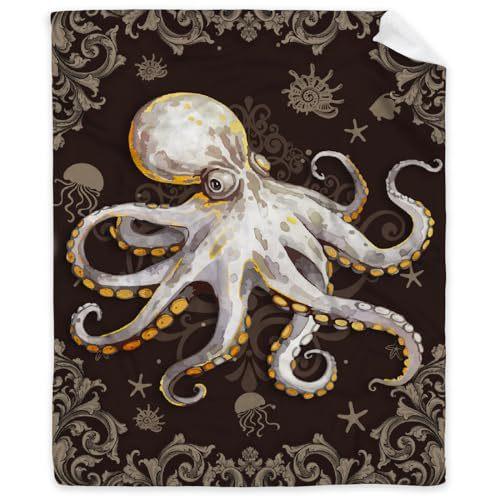 Cartoon Octopus Flannel Blanket Living Room Bedroom Decorative Blanket Lunch Break Blanket Blanket