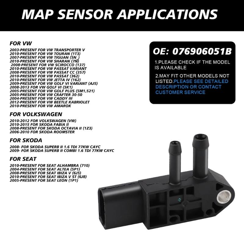 Датчик дифференциального давления выхлопных газов 076906051B Датчик давления Автомобильный аксессуар Простая установка