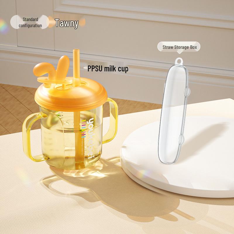 Детский поильник из PPSU с двумя ручками и соломинкой – Изолированный и термостойкий для молока, сока и воды.