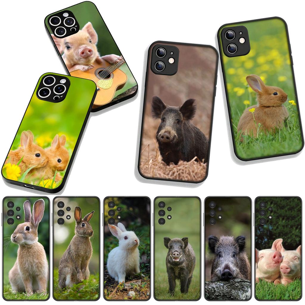 Cover for Apple iPhone 16 15 14 Plus 13 12 Mini 17 Pro Max + ProMax 16E Air Phone Case Rabbit Wild Boar Pig