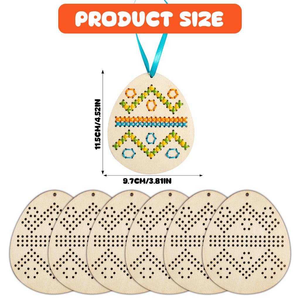 Easter Egg Bunny Wood Chips Toys DIY Wooden Cross Stitch Craft Kits Easter Party Hanging Ornaments Spring Activity Party Gift