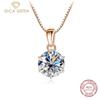 S925 Sterling Silver Inlaid 1ct Zircon Rose Gold-plated Pendant Women's Simple Collarbone Necklace