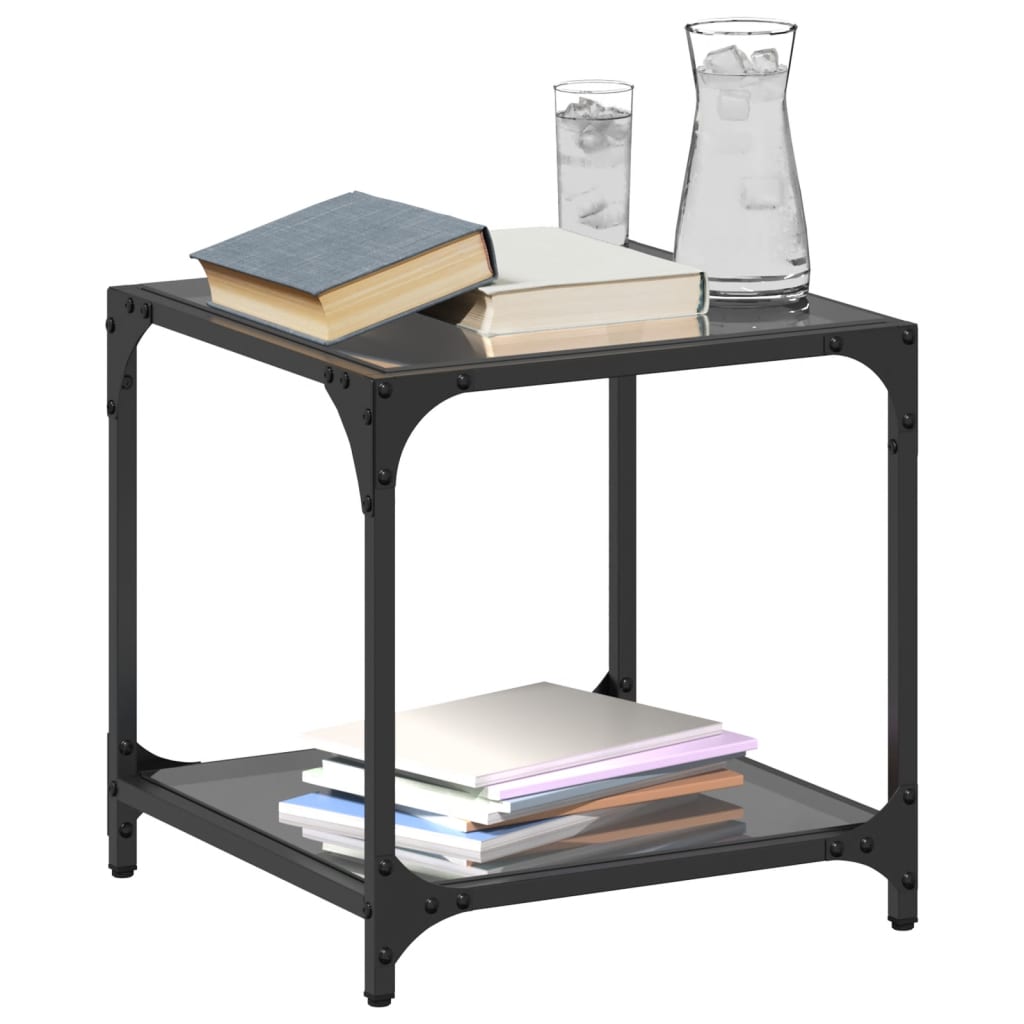 Coffee Table with Glass Top Black Transparent 40 x 40 x 40 cm Steel