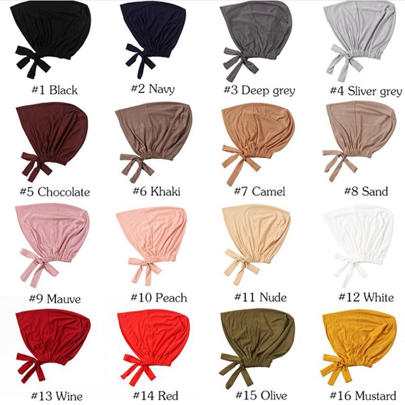 Muslim Inner Cap Stretch Hijab With Rope Adjustable Women Underscarf