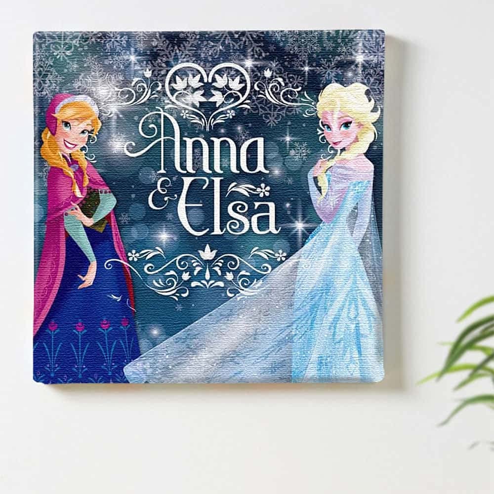 Disney Frozen Art Panel 57cm x 57cm L Size Made in Japan Poster Stylish Interior Decor Living Room Interior Design Anna Elsa Sisters Fabric Panel