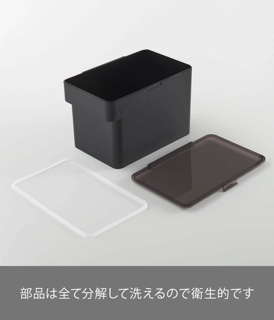 Yamazaki Герметичный контейнер для корма для домашних животных Jitsugyo 3,5 кг с мерным стаканом Черный Прибл.. Ш30 x Г19,7 x В19,2 см (Когда крышка открыта Примерно. Высота 37,5 см) башня