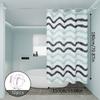 Wave Pattern Shower Curtain Blue And Gray Stripes Bathroom Decor Waterproof Fabric Curtains For Modern Coastal Bathrooms
