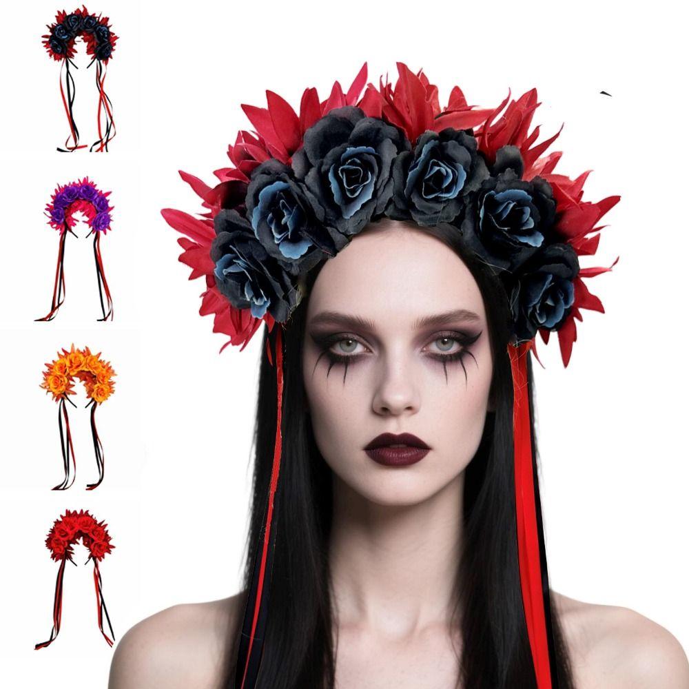 Cosplay Prop Rose Flower Headband Gothic Style Halloween Headdress  Halloween