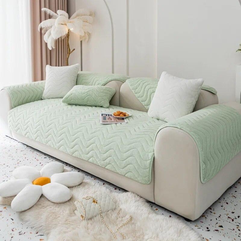 Winter Thickened Non-Slip Cushion Simple Modern Sofa Cover Cover Cloth Plush Super Soft Wavy Sofa Cushion