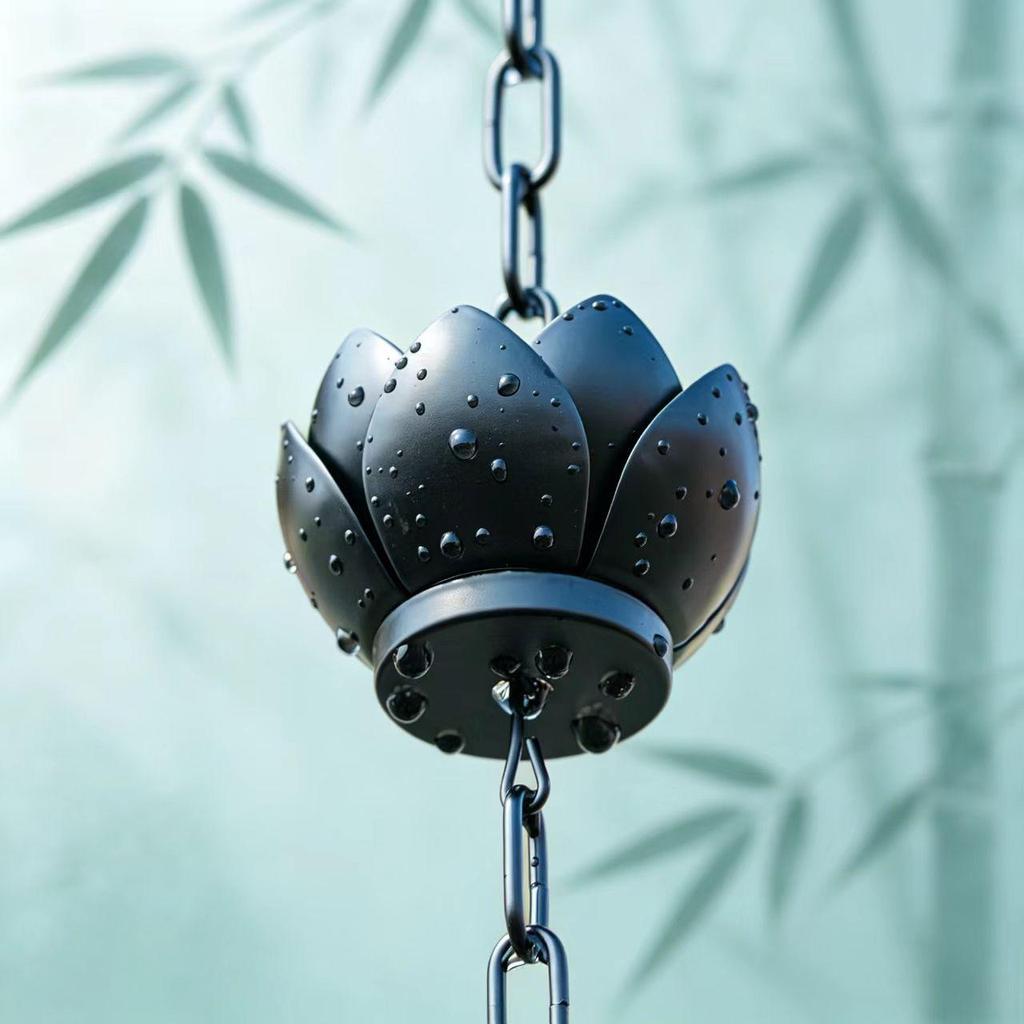 Lotus Garden Gutter Rain Chain - Courtyard Drainage & Water Guide