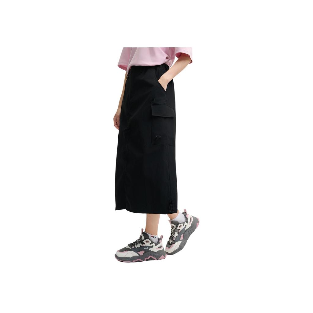 New FILA ORIGINALE Casual Long Skirt Women's Jet Black F51W529311F-BK