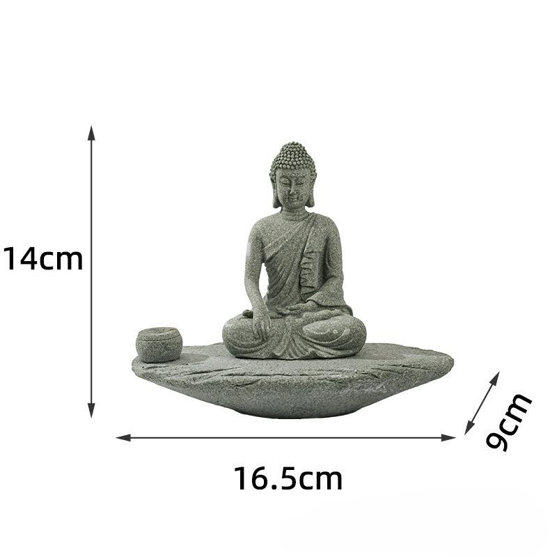 Meditating Buddha Statue Zen Decor Incense Holder Decoration Garden Bonsai Aquarium Fish Tank Home Desk Feng Shui Outdoor Indoor