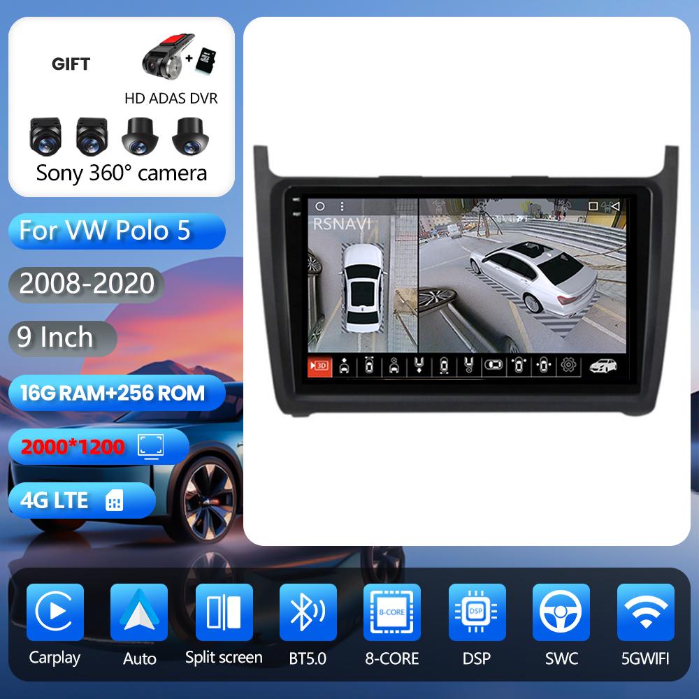 Autoradio multimédia Android 16 Carplay Auto avec écran 2K pour Volkswagen VW Polo berline 2008 - 2015, stéréo Qualcomm