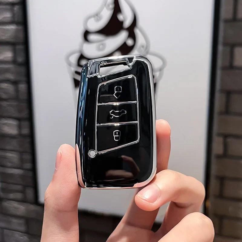 Новый чехол из ТПУ Smart с 3 кнопками для ключей от машины, чехол для VW Volkseagen Passat B8 Magotan для Skoda Superb A7 Kodiaq Seat Shell Fob