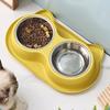 Multi-use Plastic Pet Feeding Double Bowls Stainless Steel Anti-Slip Cat Slow Food Bowl Cute Portable Pet Food Basin Puppy
