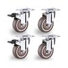 4Pcs Rubber Swivel Casters , with Brake No Noise Lockable Wheels Mobile Wheels for Furniture, Medical Equipment, Trolleys