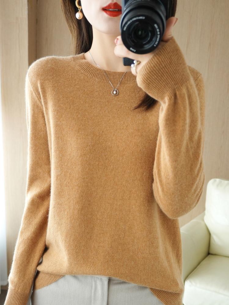 Winter Classic Style Cashmere Pullover Fashion Merino Wool Sweater Round Neck Long Sleeve Knitwear Soft Warm Basic' Clothing Top