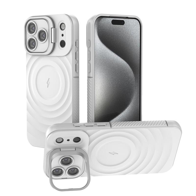 Wave Pattern iPhone 17 Pro Max Case with Magnetic Lens Holder, Apple 16/15 Compatible, Drop-Proof, Cross-Border Design