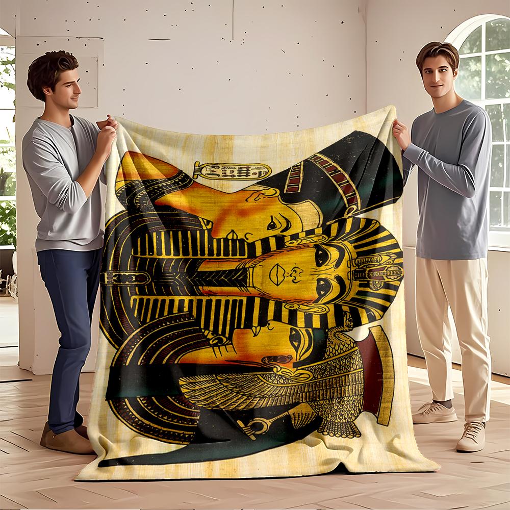 Ancient Egyptian Pharaoh and Queens Print Flannel blanket for bedroom, living room, sofa, and nap sofas.