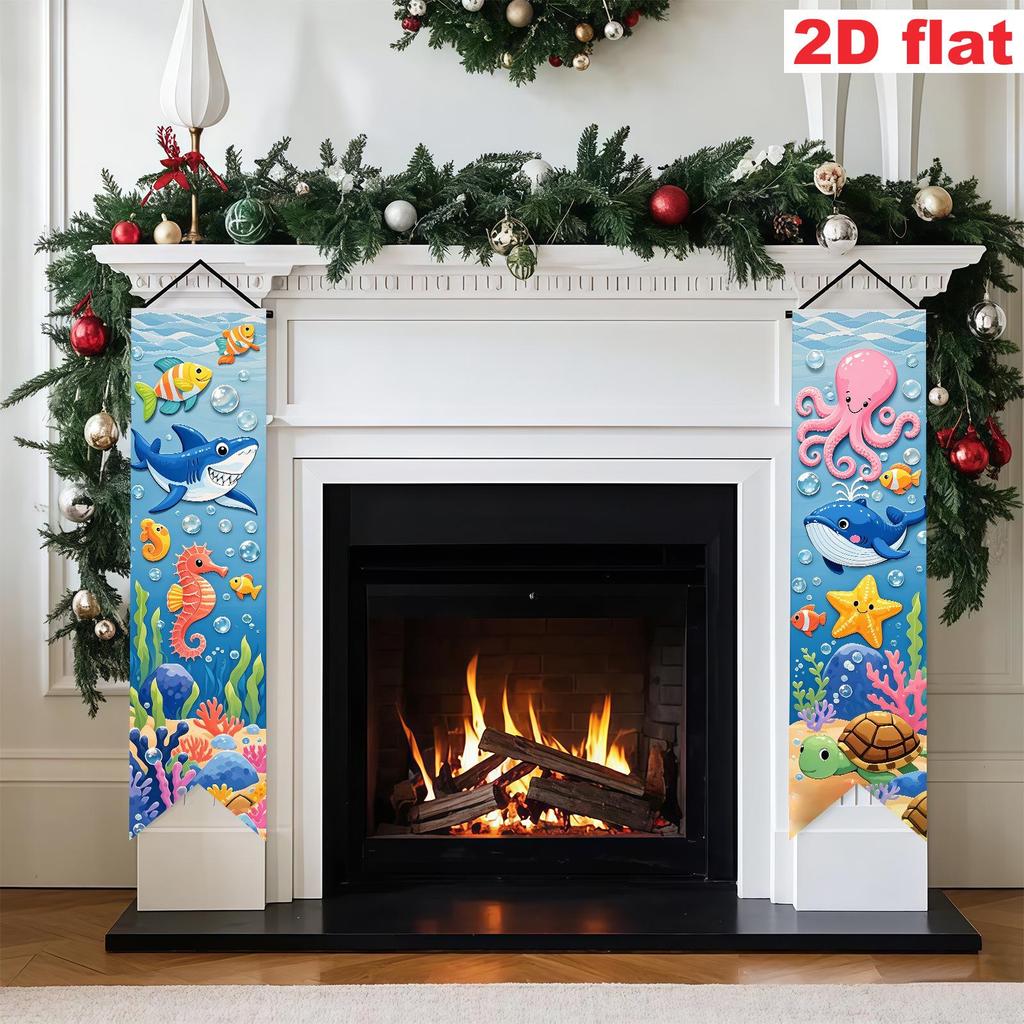 Флажки и Баннеры для Дверного Проема на День Рождения в Подводном Мире