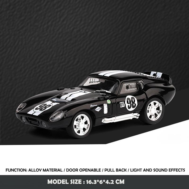 Модель спортивного автомобиля Ford Shelby Cobra 1/32 Звук и свет Игрушечный автомобиль с инерционным механизмом Украшение Коллекция для мальчиков Миниатюрная машина