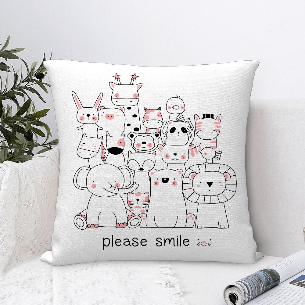 Cartoon Cute Animals Pillow Case Sofa Decorative Home Double-sided Print Plush Square Throw Pillow Covers Cushion Decor Cover