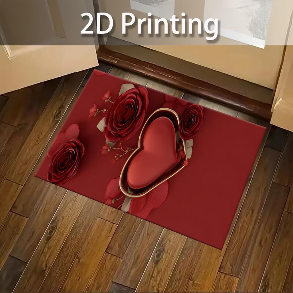Red Premium Carpet Love Heart Valentine's Day Doormat Welcome Mat Kitchen Rug Carpet For Live Room Rug For Bedroom Home D