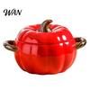 Handled Soup Bowl with Lid Pumpkin And Double Handle, Microwave Safe Decorative Practical Kitchen Gift for Home Ceramic Bowl, Heat Resistant Pot Stews