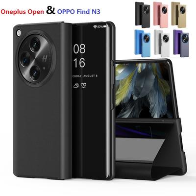 Чехол для телефона с зеркальным лицом для Oneplus, открытый чехол, покрытие, откидная подставка для книги, защита кошелька, OPPO Find N3, противоударный чехол