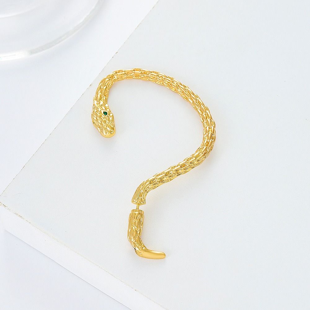 Золотые зажимы для ушей в виде змеи без пирсинга, зажим для ушей, увеличенные серьги, винтажные манжеты для ушей в виде змеи для мальчиков