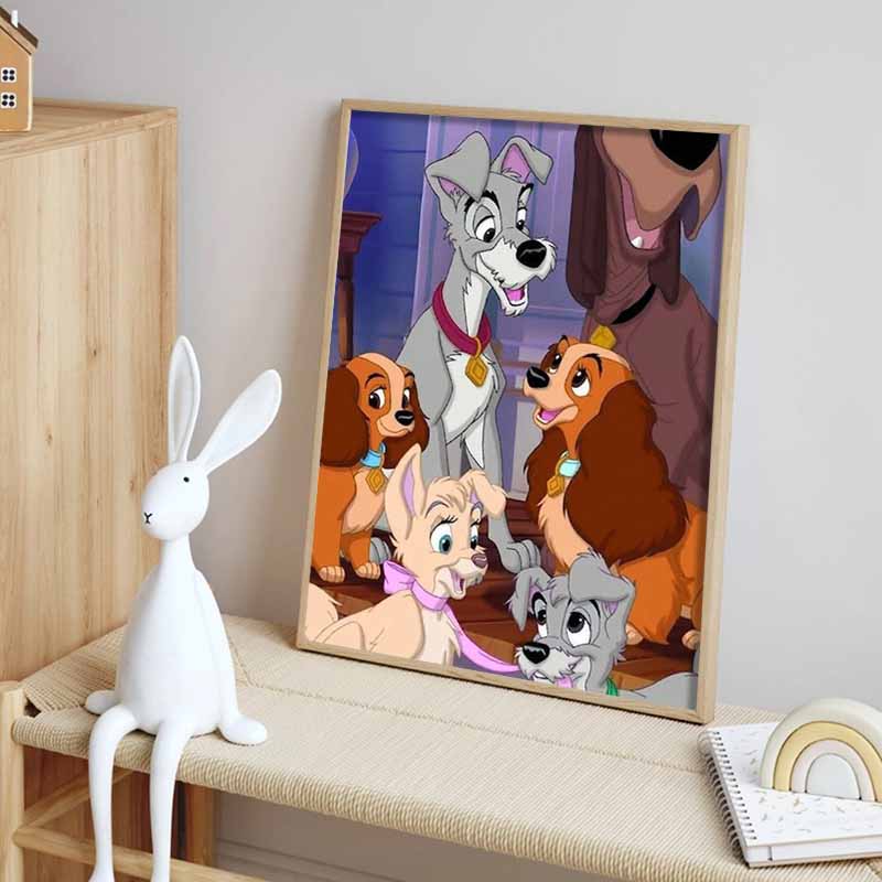 Disney Мультяшная Алмазная Живопись Леди и Бродяга Теплая Семья 5D DIY Арт Набор для Вышивания Крестиком Мозаика Вышивка Домашний Декор Подарок