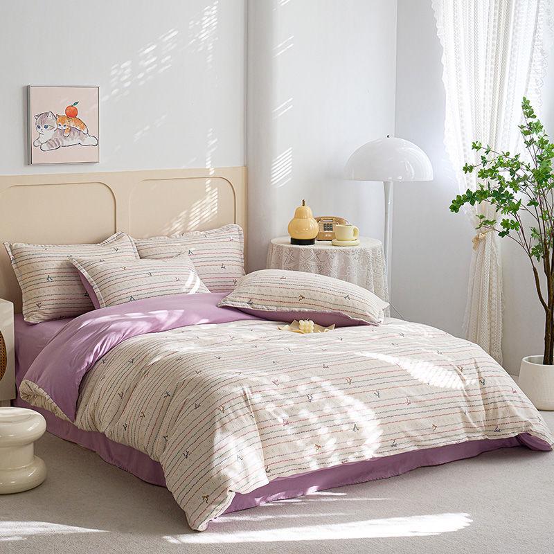 Двухслойный комплект постельного белья из чистого хлопкового муслина G5Z: Пододеяльник, Простыня и Наволочка - Можно стирать в машине и Настраиваемые