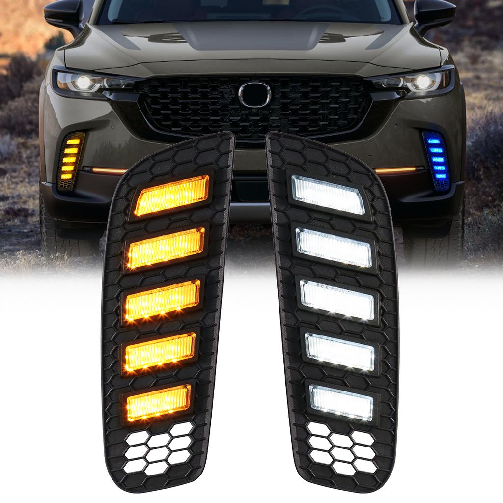 DRL For Mazda CX-50 CX50   LED Daytime Running Light Car Fog Dynamic Turn Signal Lamps White Yellow Blue Car Acssories
