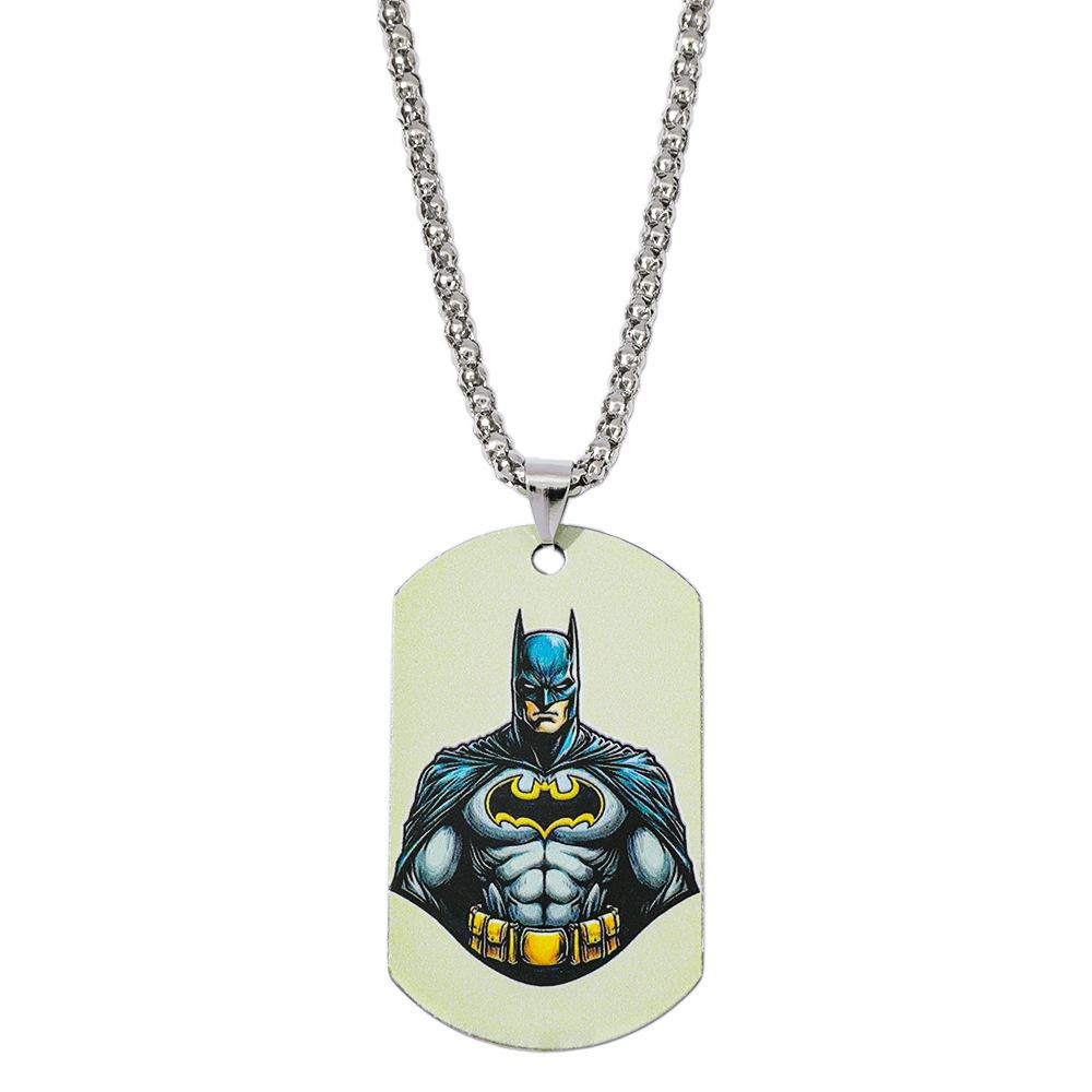 New European and American Batman Color Printed Dog Tag Pendant Necklace