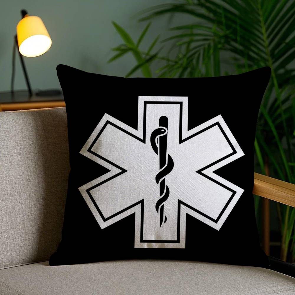E-EMT EMS Ambulance Pillow Case Sofa Short Plush Double-sided HD Printing Room Home Office Gift Cushion Cover