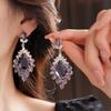 Light Luxury Super Flash Full Diamond Tassel Earrings Retro High-end Temperament Exaggerated Earrings Purple Diamond Atmospheric Earrings