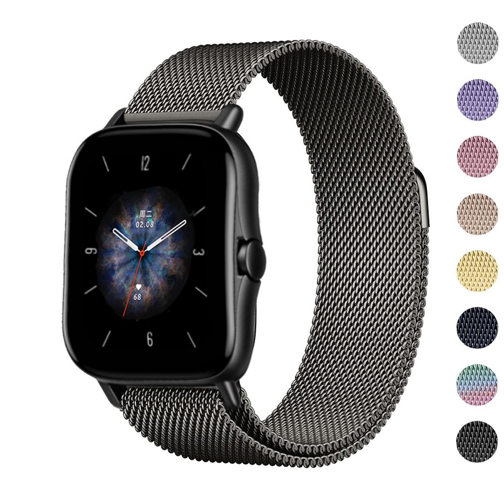 Магнитный ремешок 20 мм/22 мм для Amazfit GTS/4/2/2e/3/GTS2 Mini/GTR 47 мм/GTR2/3/Pro/4 stratos Металлический браслет для часов Ремешок Amazfit bip