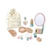Развивающий игровой косметический набор для маленьких девочек Деревянная игрушка для макияжа с зеркалом, кистью, коробкой для хранения