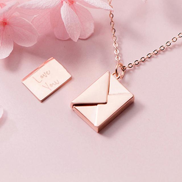 Подлинная подвеска из стерлингового серебра 925 пробы, ожерелье для женщин, конверт, любовник, подвеска с надписью, лучшие подарки для подруги