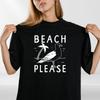 Beach Please T-Shirt, Retro Summer, Seagull Palm Tree Graphic Summer Holiday Tee