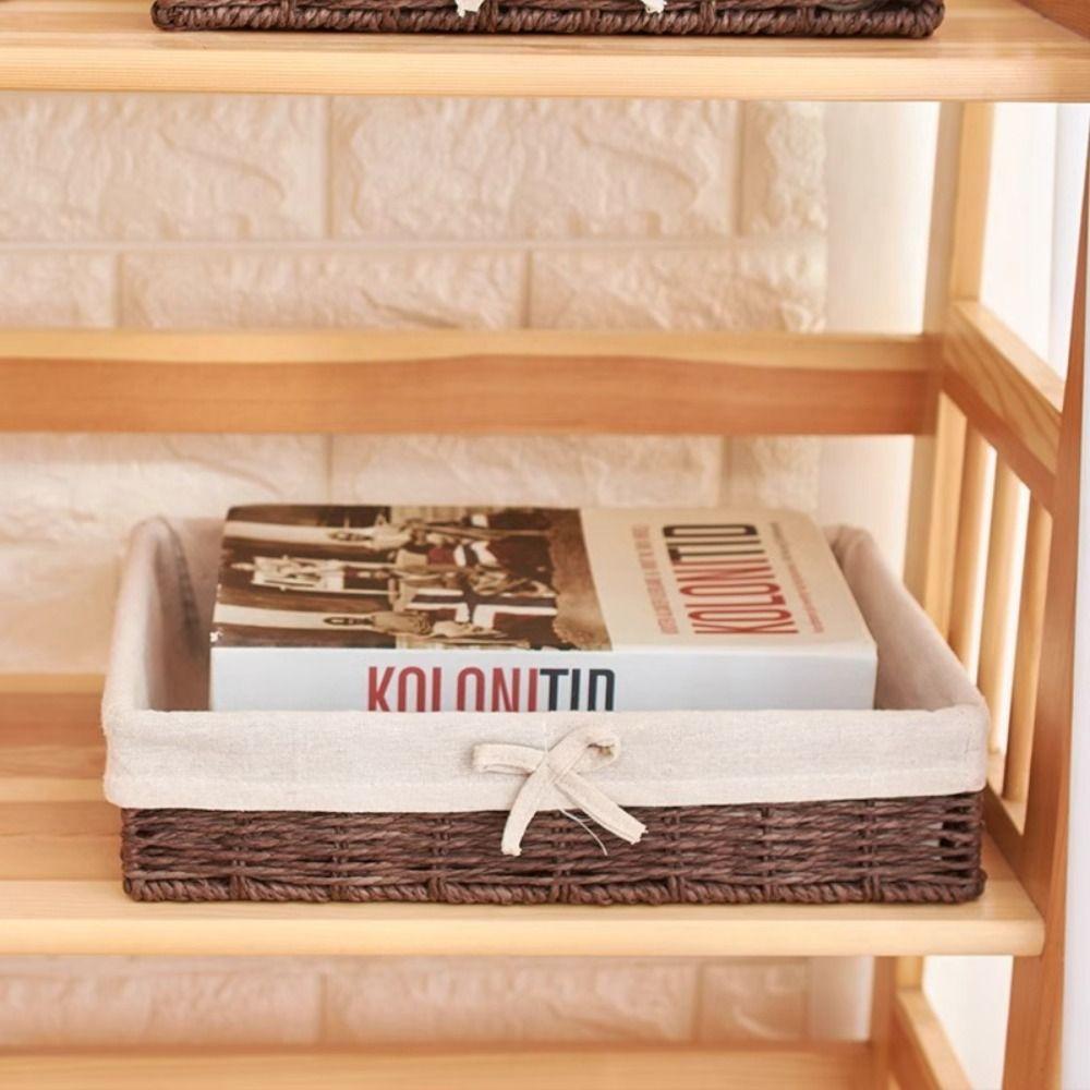 French Style Cosmetics Storage Box Rectangular Weaving  Storage Tray Fruit Dish Basket  Bedroom