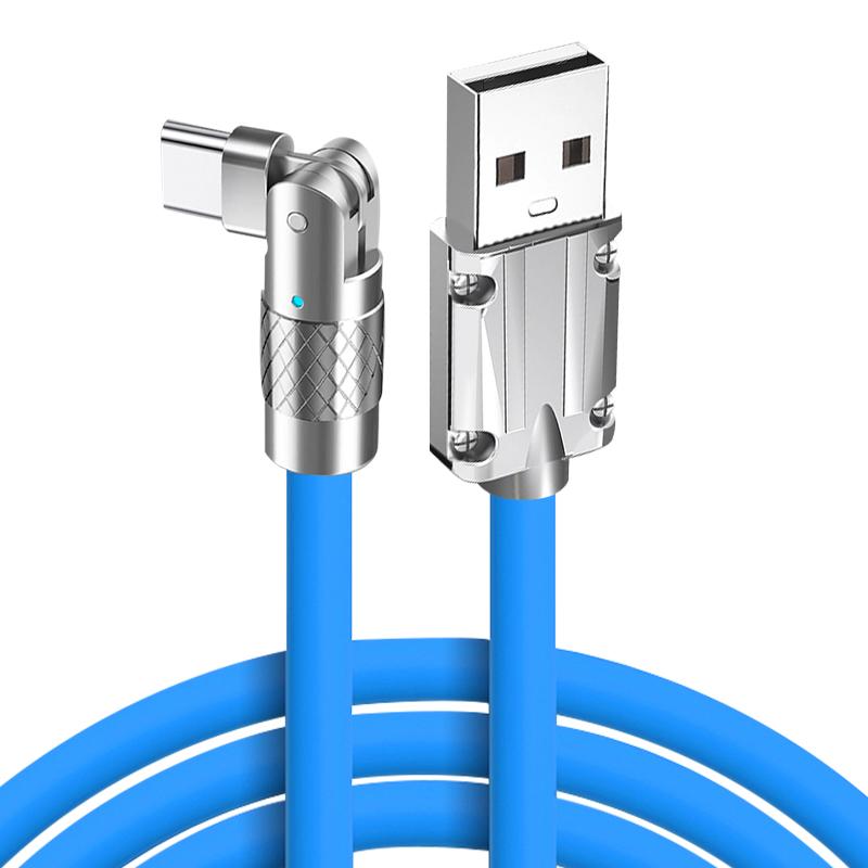 USB-кабель 180° Type C для быстрой зарядки, 120 Вт, 6 А, кабель из жидкого силикона, провод для Xiaomi, Huawei, Samsung, USB Bold, линия передачи данных