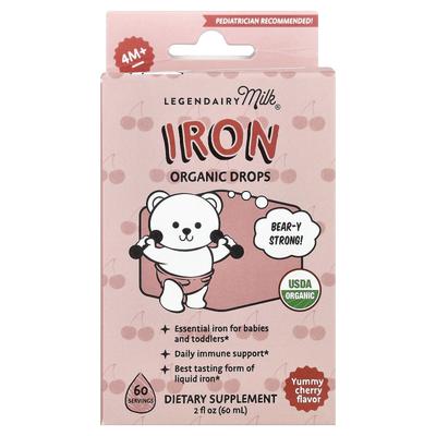 Железо Органические Капли, 4+ Месяца, Вкусная Вишня, 60 мл (2 жидкие унции)