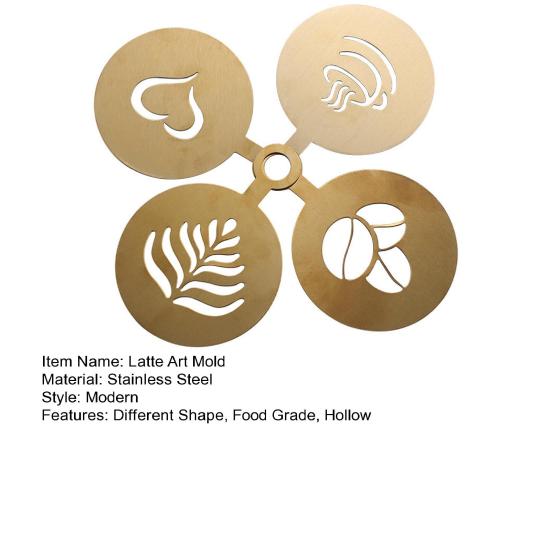 4 шт./компл. трафареты для кофе из нержавеющей стали, различные полые узоры, форма для латте, искусство капучино, шаблоны для декора торта