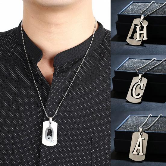 26 букв алфавита собачья бирка кулон цепочка из бисера панк ожерелье из нержавеющей стали