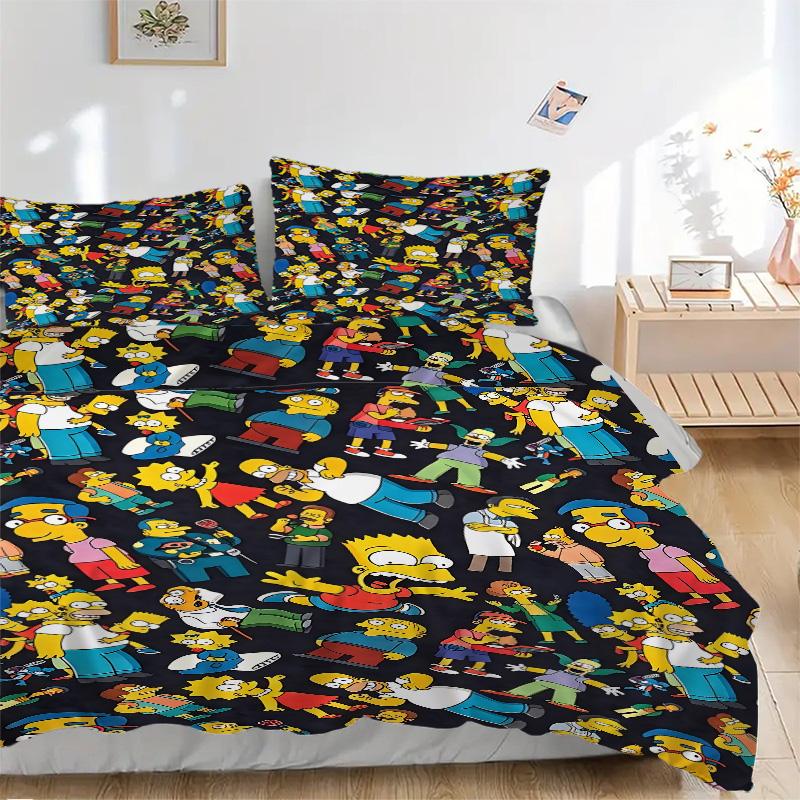 Simpsons Family Print 3Pcs Bedding Setduvet Cover With 2 Bedropillowcase Home Birthday Gift